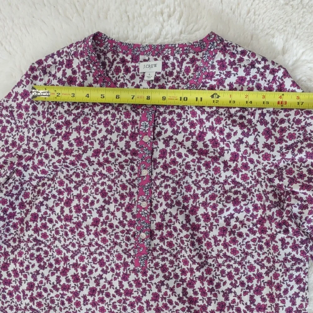 J.CREW , Size L,Floral Purple and White Blouse - Picture 9 of 16